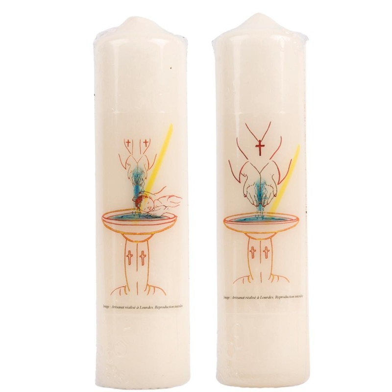 Bougie ivoire pour le sacrement du bapteme  Ø 5 cm H. 20 cm..