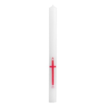 Cierge Profession de Foi autocollant croix, alpha, omega Ø 2,6 cm H. 34 cm..