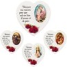 Magnet en bois avec prière forme coeur H 5 cm. Disponible avec différents Saints.