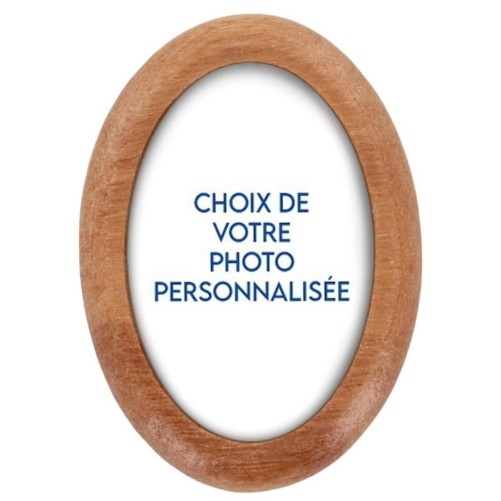 Plaque auto en bois d olivier forme ovale H. 4 x 3 cm avec resine de