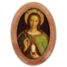 Plaque auto en bois d olivier forme ovale H. 4 x 3 cm avec resine de