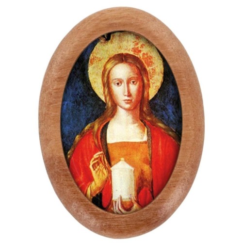 Plaque auto en bois d olivier forme ovale H. 4 x 3 cm avec resine de