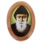 Plaque auto en bois d olivier forme ovale H. 4 x 3 cm avec resine de
