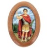 Plaque auto en bois d olivier forme ovale H. 4 x 3 cm avec resine de
