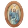 Plaque auto en bois d olivier forme ovale H. 4 x 3 cm avec resine de