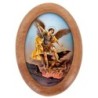 Plaque auto en bois d olivier forme ovale H. 4 x 3 cm avec resine de
