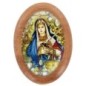 Plaque auto en bois d olivier forme ovale H. 4 x 3 cm avec resine de