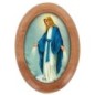 Plaque auto en bois d olivier forme ovale H. 4 x 3 cm avec resine de