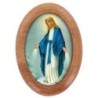 Plaque auto en bois d olivier forme ovale H. 4 x 3 cm avec resine de