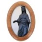 Plaque auto en bois d olivier forme ovale H. 4 x 3 cm avec resine de