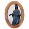 Plaque auto en bois d olivier forme ovale H. 4 x 3 cm avec resine de