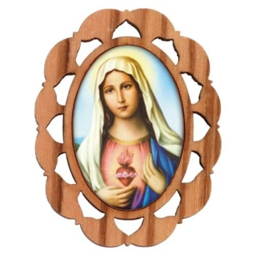 Plaque auto en bois d olivier hauteur 3 cm avec resine. Disponible avec differents Saints.