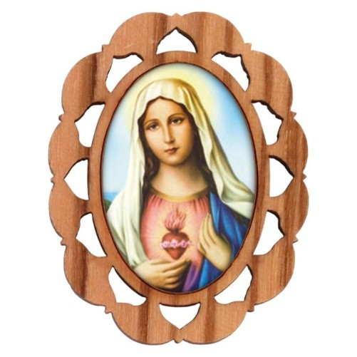 Plaque auto en bois d olivier hauteur 3 cm avec resine. Disponible avec differents Saints.