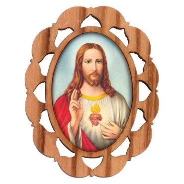Plaque auto en bois d olivier hauteur 3 cm avec resine. Disponible avec differents Saints.
