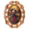 Plaque auto en bois d olivier hauteur 3 cm avec resine. Disponible avec differents Saints.