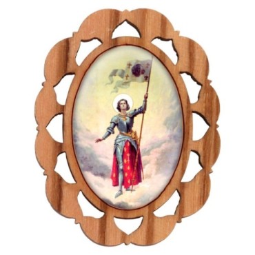 Plaque auto en bois d olivier hauteur 3 cm avec resine. Disponible avec differents Saints.