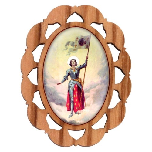 Plaque auto en bois d olivier hauteur 3 cm avec resine. Disponible avec differents Saints.
