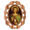 Plaque auto en bois d olivier hauteur 3 cm avec resine. Disponible avec differents Saints.