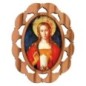 Plaque auto en bois d olivier hauteur 3 cm avec resine. Disponible avec differents Saints.