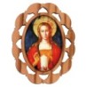Plaque auto en bois d olivier hauteur 3 cm avec resine. Disponible avec differents Saints.