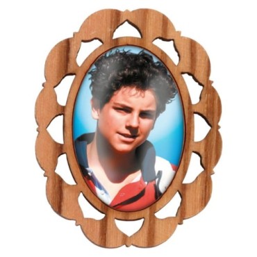 Plaque auto en bois d olivier hauteur 3 cm avec resine. Disponible avec differents Saints.