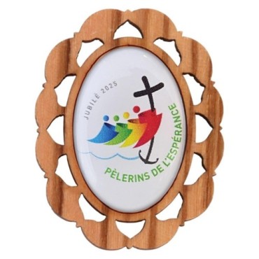 Plaque auto en bois d olivier hauteur 3 cm avec resine. Disponible avec differents Saints.