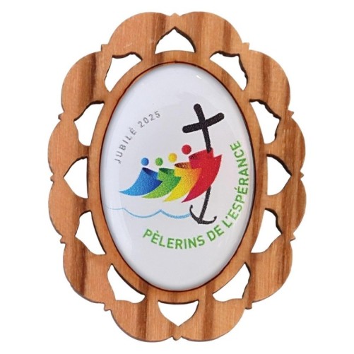 Plaque auto en bois d olivier hauteur 3 cm avec resine. Disponible avec differents Saints.