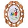 Plaque auto en bois d olivier hauteur 3 cm avec resine. Disponible avec differents Saints.