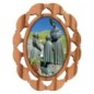Plaque auto en bois d olivier hauteur 3 cm avec resine. Disponible avec differents Saints.