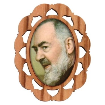 Plaque auto en bois d olivier hauteur 3 cm avec resine. Disponible avec differents Saints.