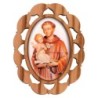 Plaque auto en bois d olivier hauteur 3 cm avec resine. Disponible avec differents Saints.