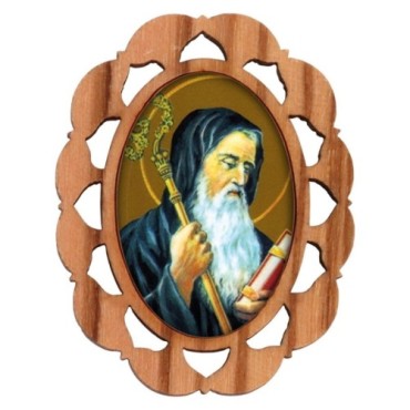 Plaque auto en bois d olivier hauteur 3 cm avec resine. Disponible avec differents Saints.
