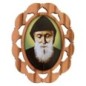 Plaque auto en bois d olivier hauteur 3 cm avec resine. Disponible avec differents Saints.