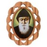 Plaque auto en bois d olivier hauteur 3 cm avec resine. Disponible avec differents Saints.