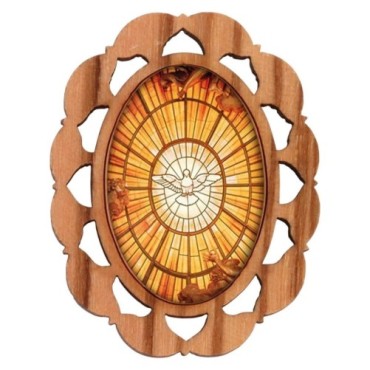 Plaque auto en bois d olivier hauteur 3 cm avec resine. Disponible avec differents Saints.