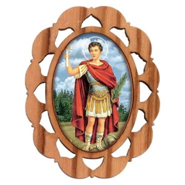 Plaque auto en bois d olivier hauteur 3 cm avec resine. Disponible avec differents Saints.