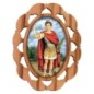 Plaque auto en bois d olivier hauteur 3 cm avec resine. Disponible avec differents Saints.