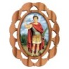 Plaque auto en bois d olivier hauteur 3 cm avec resine. Disponible avec differents Saints.