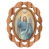 Plaque auto en bois d olivier hauteur 3 cm avec resine. Disponible avec differents Saints.