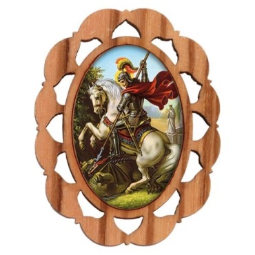 Plaque auto en bois d olivier hauteur 3 cm avec resine. Disponible avec differents Saints.