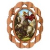 Plaque auto en bois d olivier hauteur 3 cm avec resine. Disponible avec differents Saints.