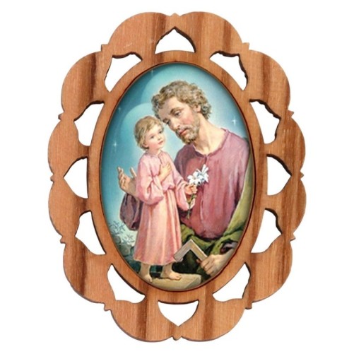 Plaque auto en bois d olivier hauteur 3 cm avec resine. Disponible avec differents Saints.