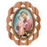 Plaque auto en bois d olivier hauteur 3 cm avec resine. Disponible avec differents Saints.