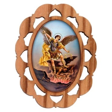 Plaque auto en bois d olivier hauteur 3 cm avec resine. Disponible avec differents Saints.