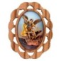 Plaque auto en bois d olivier hauteur 3 cm avec resine. Disponible avec differents Saints.