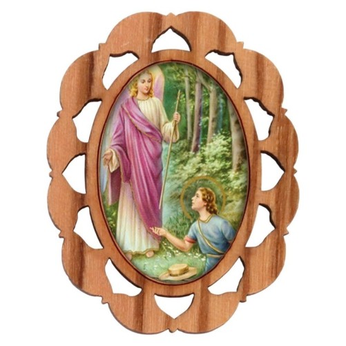 Plaque auto en bois d olivier hauteur 3 cm avec resine. Disponible avec differents Saints.