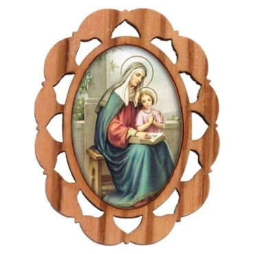 Plaque auto en bois d olivier hauteur 3 cm avec resine. Disponible avec differents Saints.
