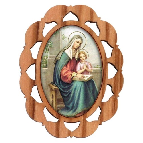Plaque auto en bois d olivier hauteur 3 cm avec resine. Disponible avec differents Saints.