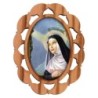 Plaque auto en bois d olivier hauteur 3 cm avec resine. Disponible avec differents Saints.