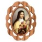 Plaque auto en bois d olivier hauteur 3 cm avec resine. Disponible avec differents Saints.